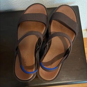 Rothy's Brown Sandals with Blue Accent